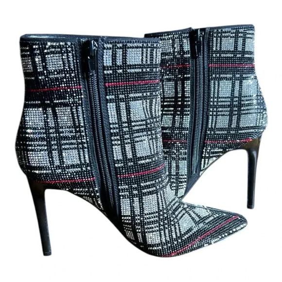 INC International Concepts Reisa Plaid Bling Stiletto Ankle Bootie. NWT & box - Picture 2 of 9